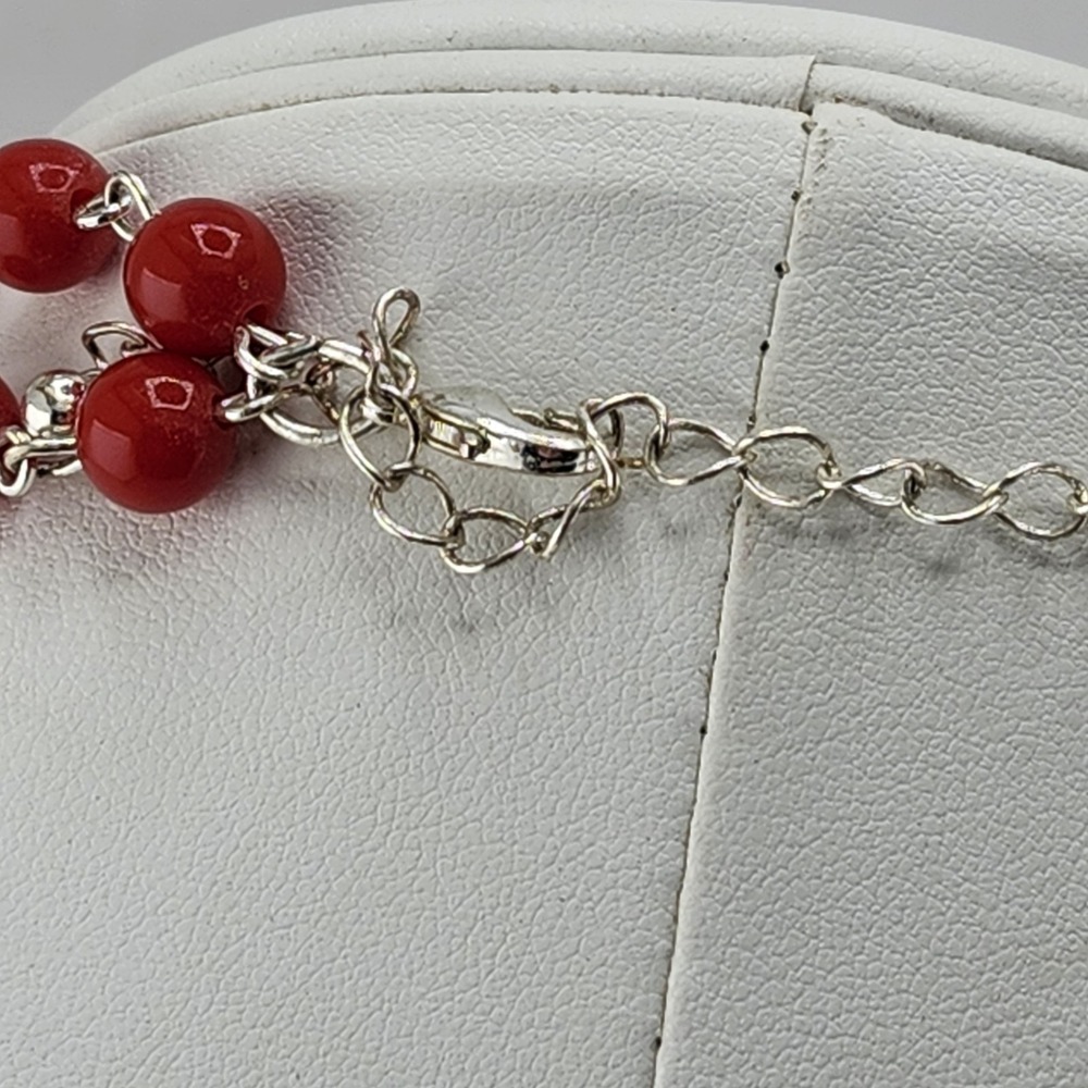 Red Graduated Double Strand Layered Necklace - Picture 6 of 6